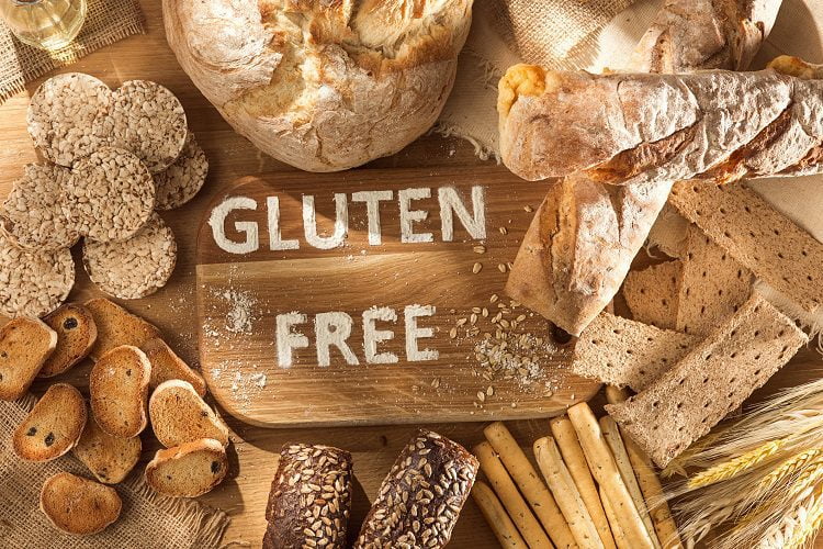 alt tagGluten free food Various pasta bread and snacks on wooden background from top view